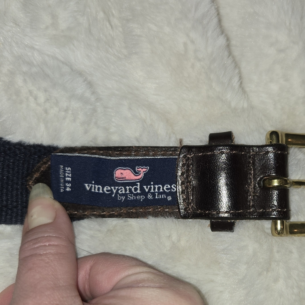 Vineyard Vines Brown Leather Lacrosse [Size 34] Belt Red Preppy Golf - Picture 2 of 7
